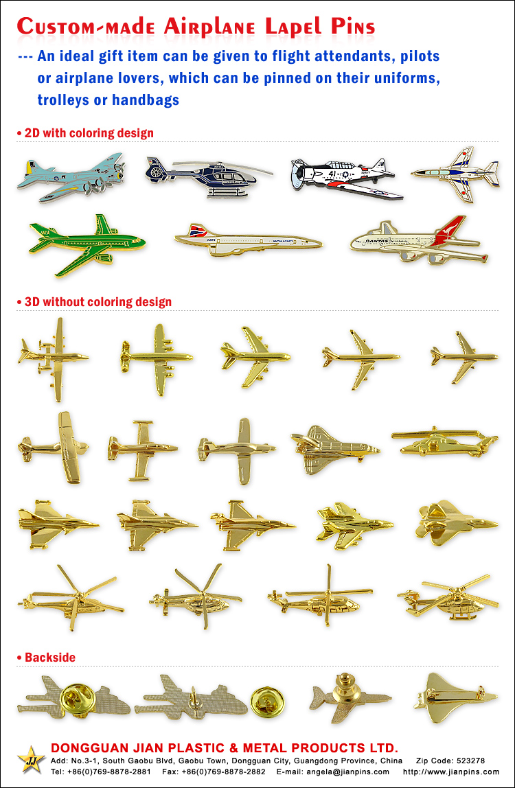 China Airplane Lapel Pin / 3D Aircraft Pin / Miniature Airplane badge