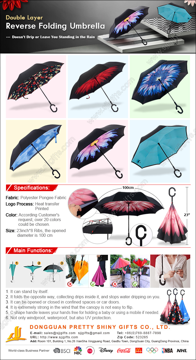 Ob Chav Txheej Rov Qab Folding Umbrella