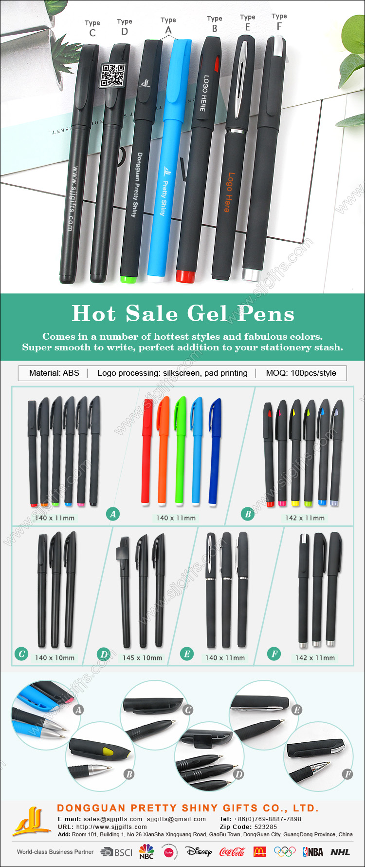 China factory specializing in producing various styles of custom gel pens.