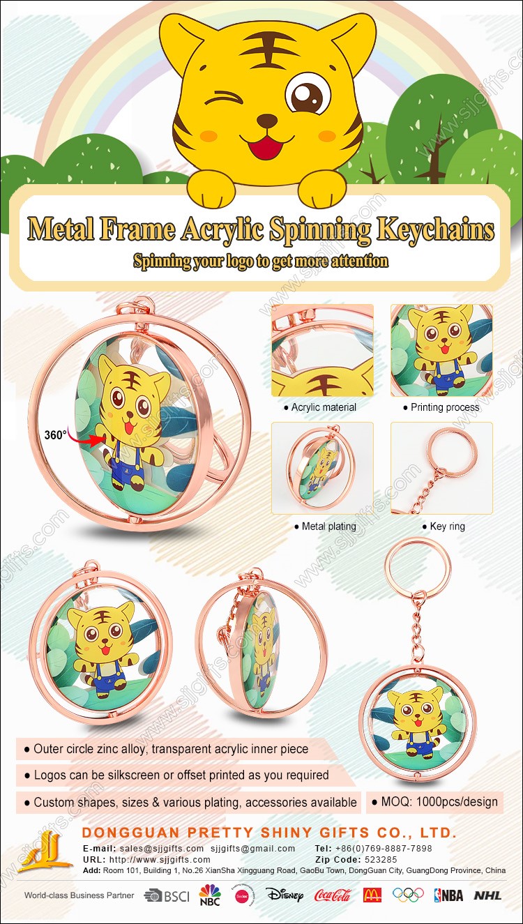 Metal Frame Acrylic Spinning Keychains